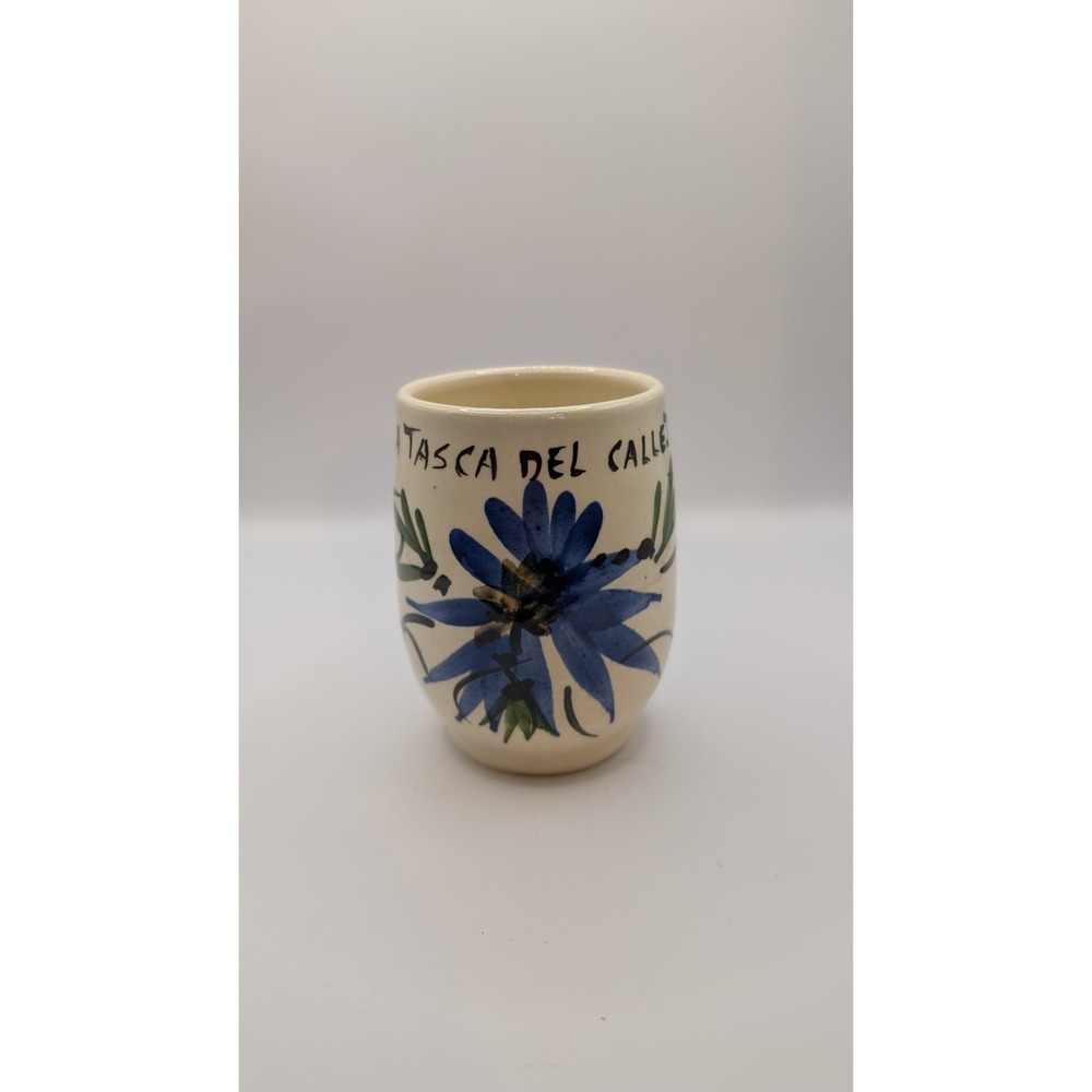 La Tasca Del Callejón White Spanish Pottery with Blue Flowers Hidden Frog Motif